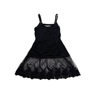 Victorian Trading Co Black Lace Slip/Dress Extender Adjustable Straps Goth L/XL